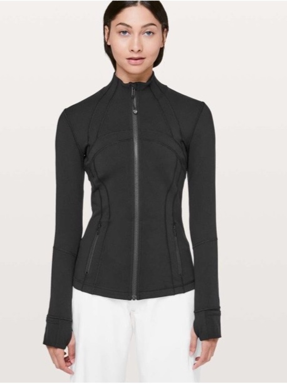 Lululemon Define Jacket Womens 6 Black Full Zip Thumbholes Luon Fitted W4AWLS